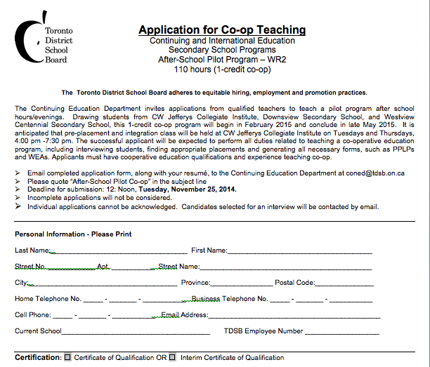 Co-op Application